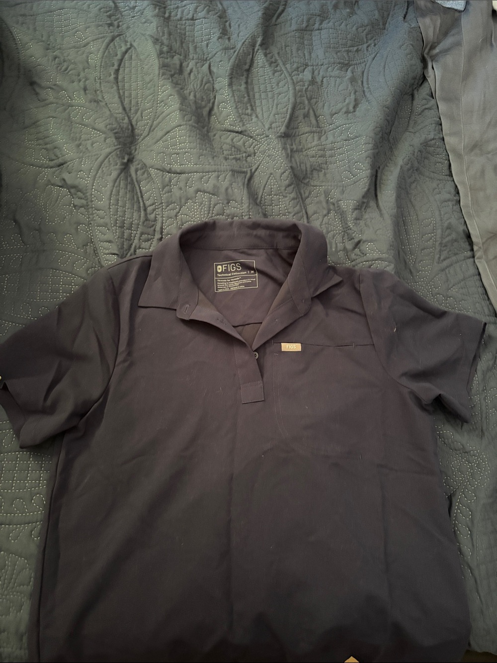FIGS Juba Classic Polo Scrub Top - Navy
